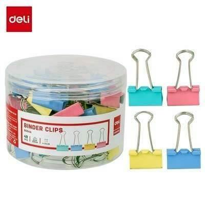 Pinza Abatible Deli 25MM. Colores pastel Bote de 48 E8554A