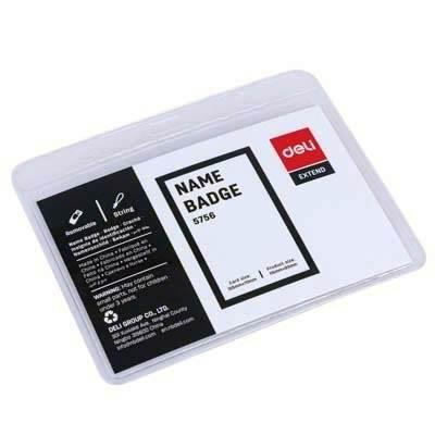 Portacarnet Deli identificador + cordon p/50 vertical E5756 70x105