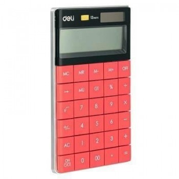 Calculadora Deli E1589 12 digitos Rojo