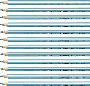 Lapiz triocolor Stabilo grueso caja 12 unidades 203/455 azul cielo