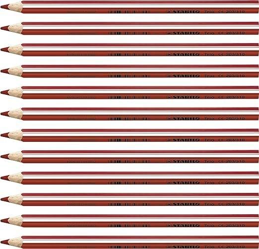 Lapiz triocolor Stabilo grueso caja 12 unidades 203/310 rojo
