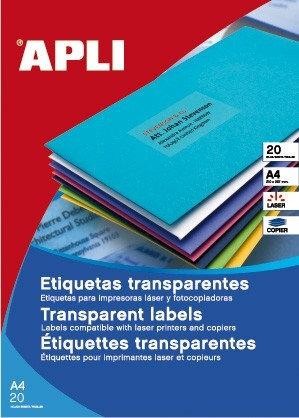 Etiqueta Apli 12963 laser Transparente 105x148 20H.
