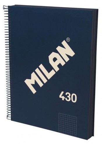 Bloc espiral Milan 57143E120B A4 120 hojas 95 gramos tapa dura 5x5 azul serie 430