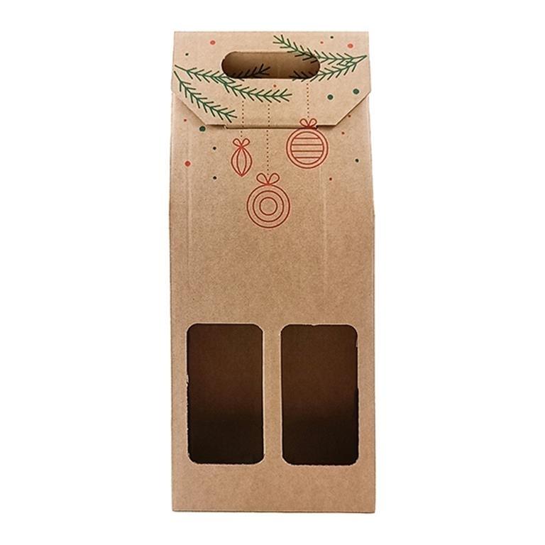 BOTELLERO DOBLE CARTÓN NAVIDAD MARRÓN ARGUVAL 47527