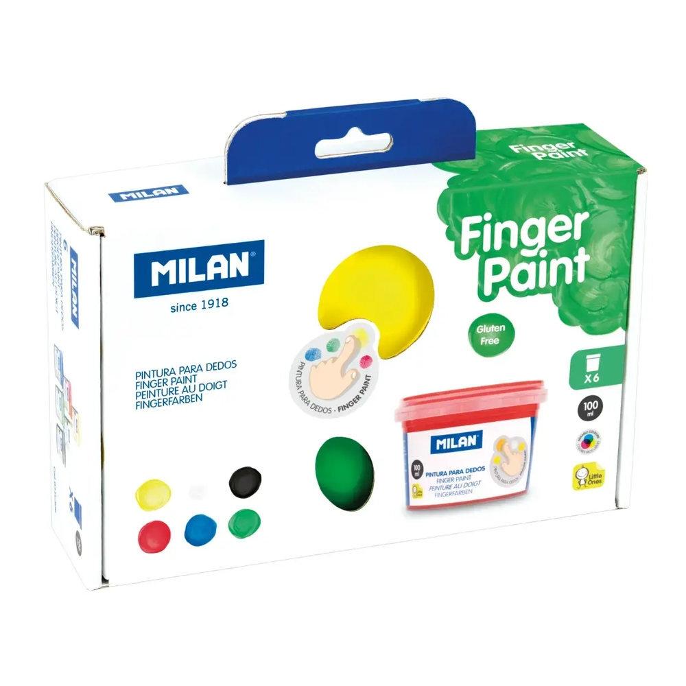 Caja 6 tarros 40 ml pintura para dedos colores surtidos 031C306 Milan