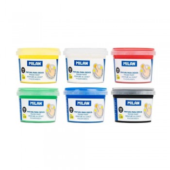 Caja 6 tarros 40 ml pintura para dedos colores surtidos 031C306 Milan
