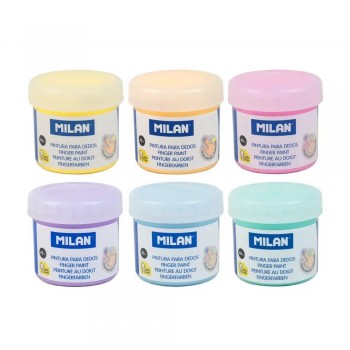 Caja 6 tarros 40 ml pintura para dedos colores pastel 031206P Milan