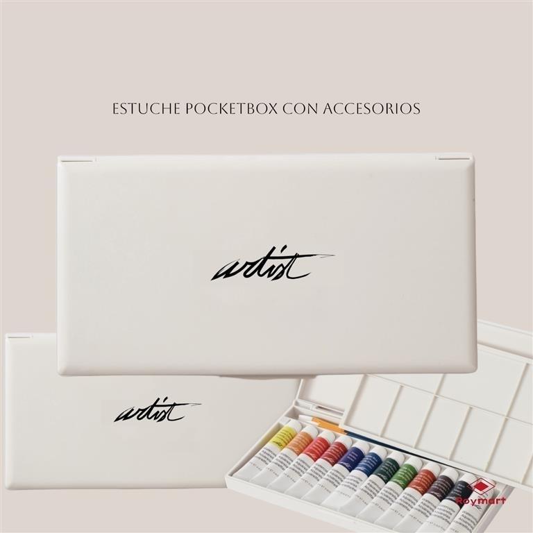 Estuche 15 piezas POCKETBOX pintura acrilica 12ML Roymart AB-0104