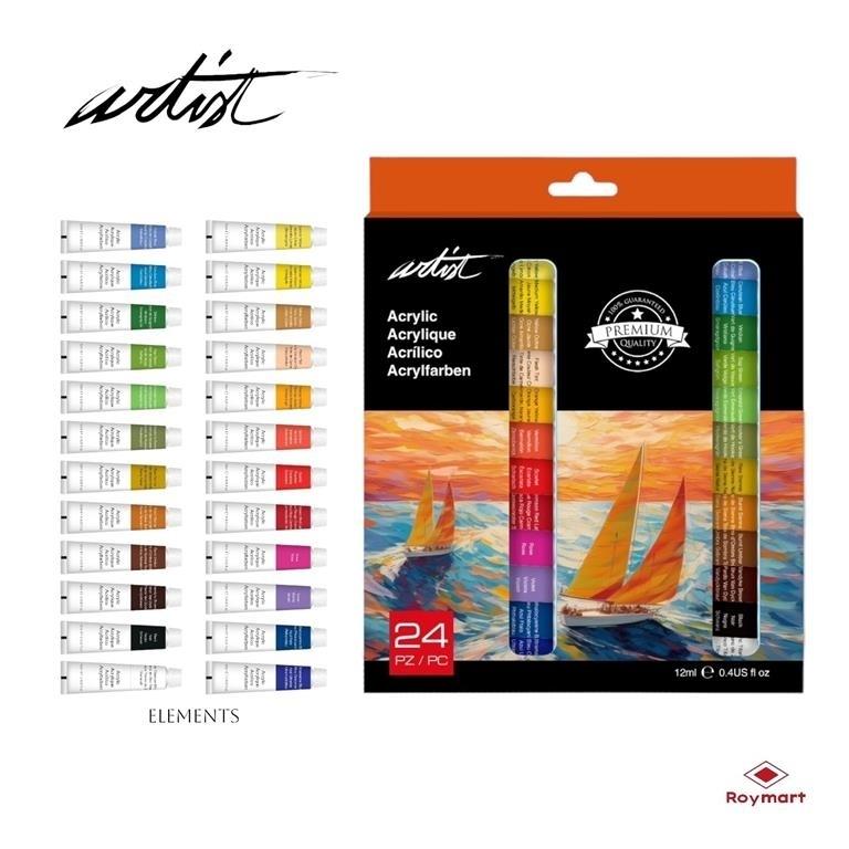 Caja 24 tubos Artist pintura acrilica 12 ml AB-0110