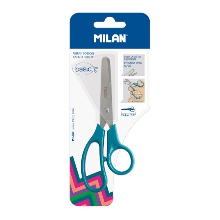 Blíster tijeras escolares Basic verde azulado BWM10039 Milan