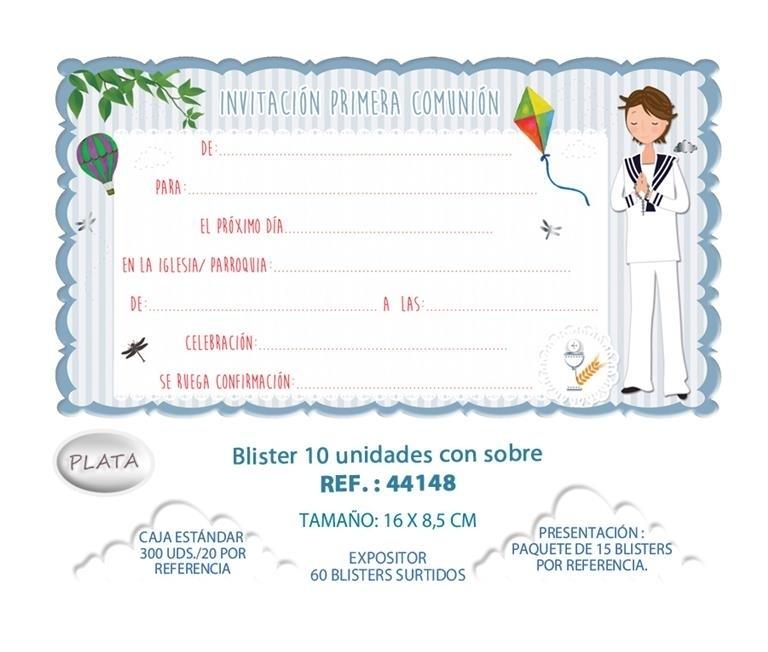 BLISTER 10 INVITACIÓN + SOBRE COMUNIÓN NIÑO COMETA 44148 ARGUVAL