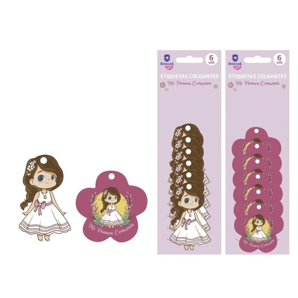 PRIMERA COMUNION ETIQUETAS COLGANTES NINAS 6UN 333024 BISMARK