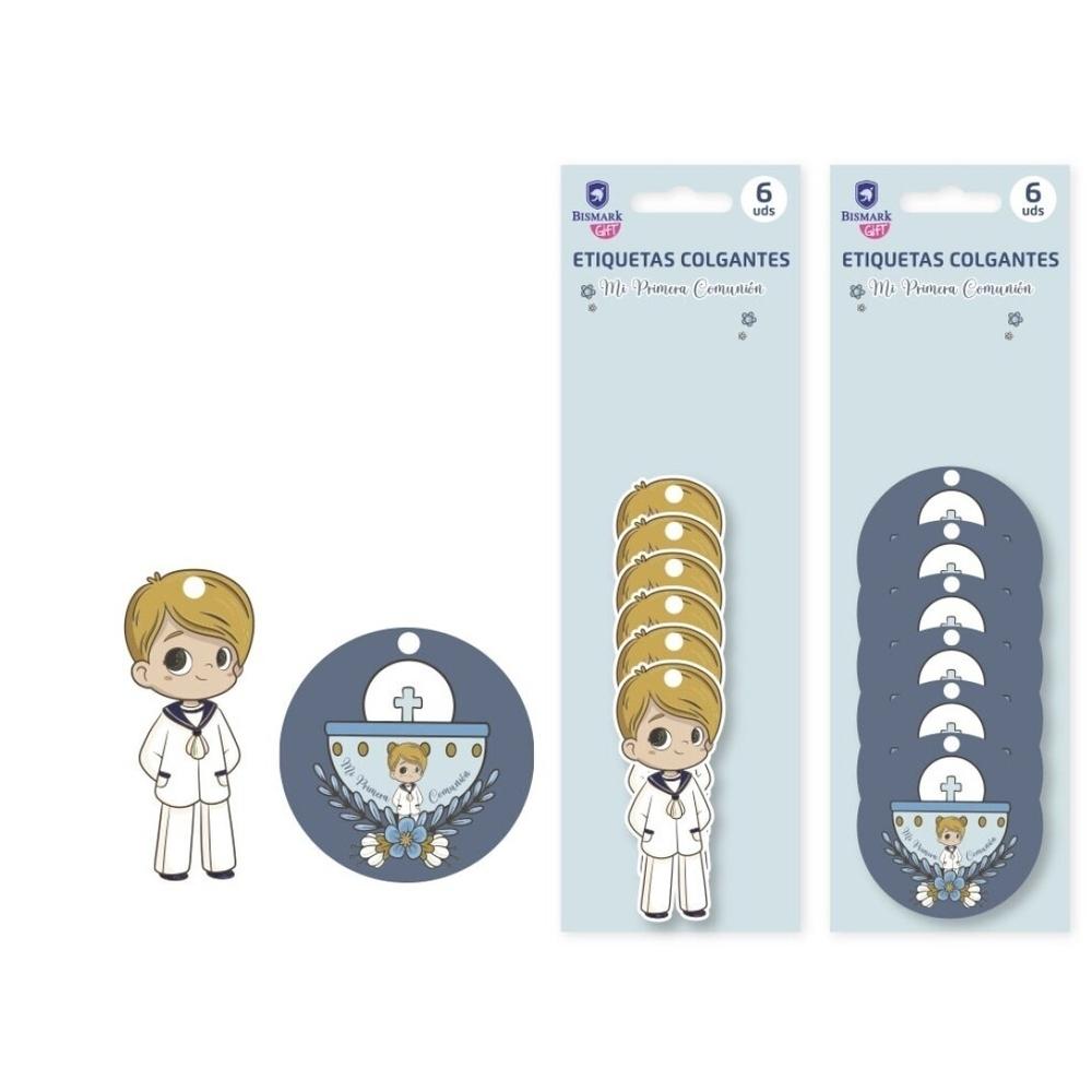 PRIMERA COMUNION ETIQUETAS COLGANTES NINOS 6UN 333025 BISMARK
