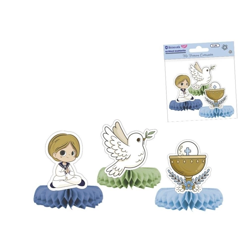 PRIMERA COMUNION ADORNOS SOBREMESA PACK 3 UDS NIÑO 333047 BISMARK