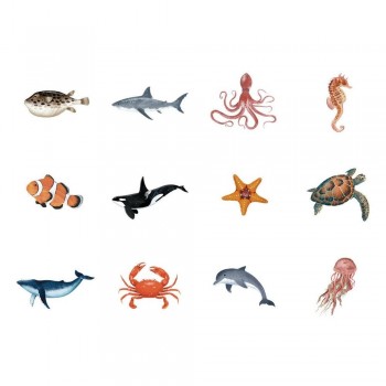 Gomette Apli 20054 Pack 4 Rollos Animales marinos, terrestres, exoticos, pajaros