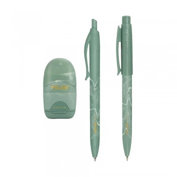 Set de escritula Milan Portaminas 0.5 + Boligrafo + Afilaborras Lava Verde 6355LVGRA