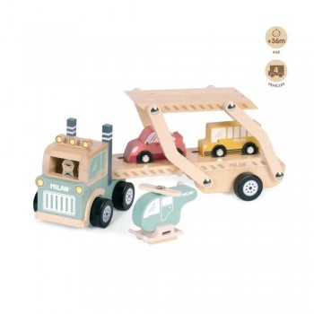 Juguete educativo de madera 4 vehículos 'Wheels on the road' 660525 Milan
