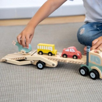 Juguete educativo de madera 4 vehículos 'Wheels on the road' 660525 Milan