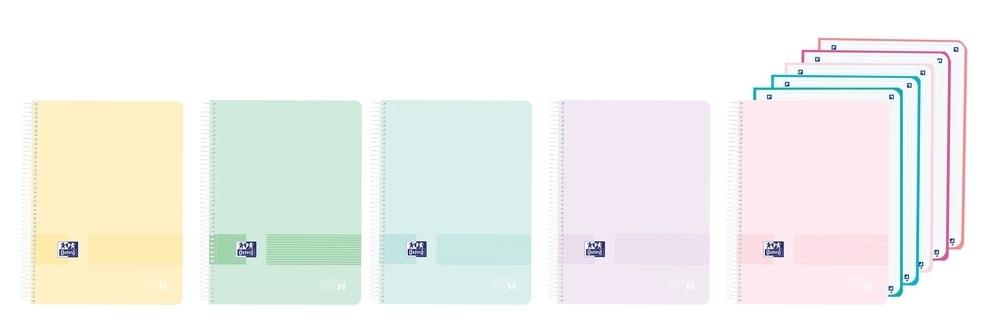 Bloc espiral Oxford 400196877 A4+ YOU tapa plastico 120H 90G cuadros 5x5 pastel