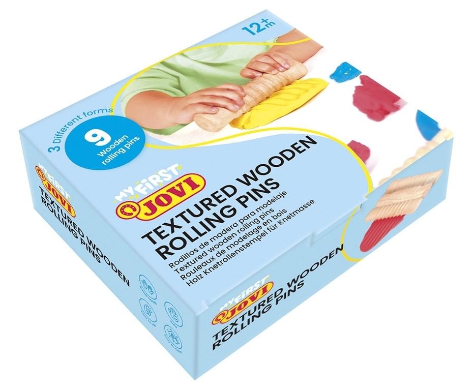 MY FIRST PLASTILINA JOVI Baby Schoolpack 9 rodillos de madera diferentes texturas 379/9RP