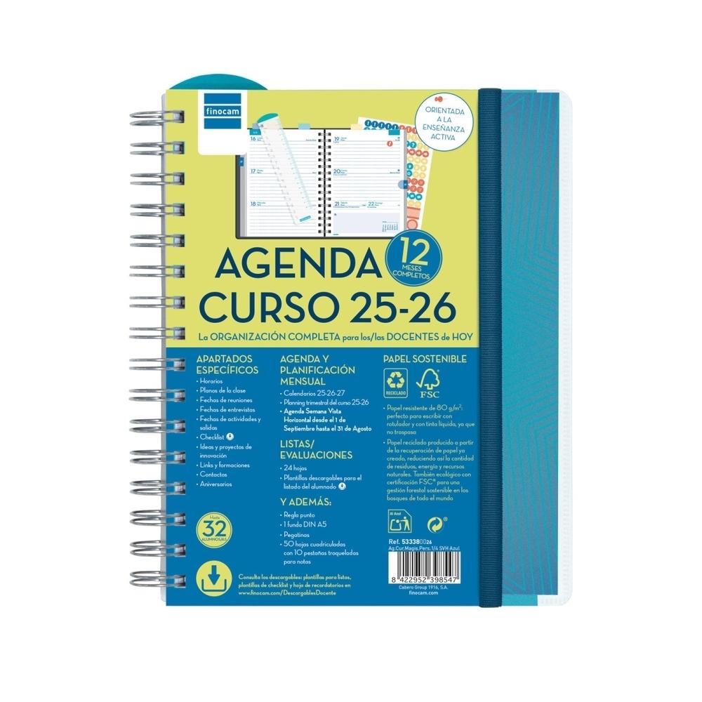 Agenda escolar 2025-2026 Finocam 4º semana vista Magistral personalizable azul 533380026