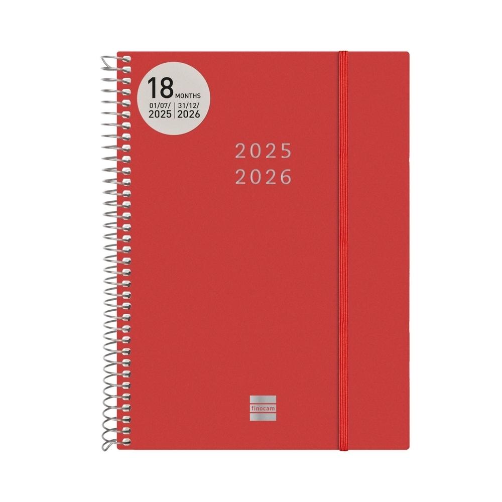 Agenda escolar 2025-2026 Finocam 18 meses E10 semana vista Rojo 636241326