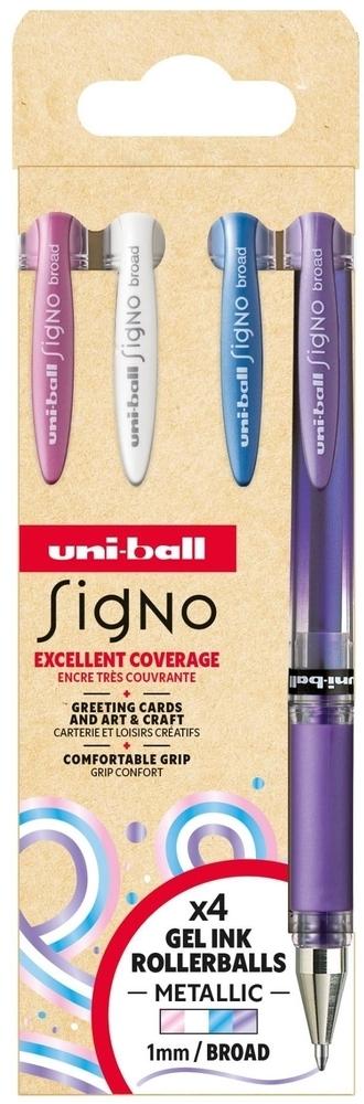 Boligrafo Uni-Ball signo broad UM-153-4P set blister 4uds metallic surtido 1,0mm 302422292