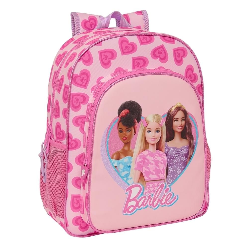 "MOCHILA JUNIOR ADAPT.CARRO 38CM. BARBIE ""LOVE"" 612410640 SAFTA"