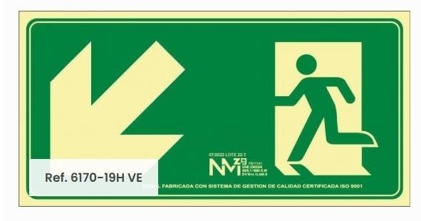 Placa seguridad Archvo 2000 6170-19H  "Evacuar Escalera abajo Izquierda"