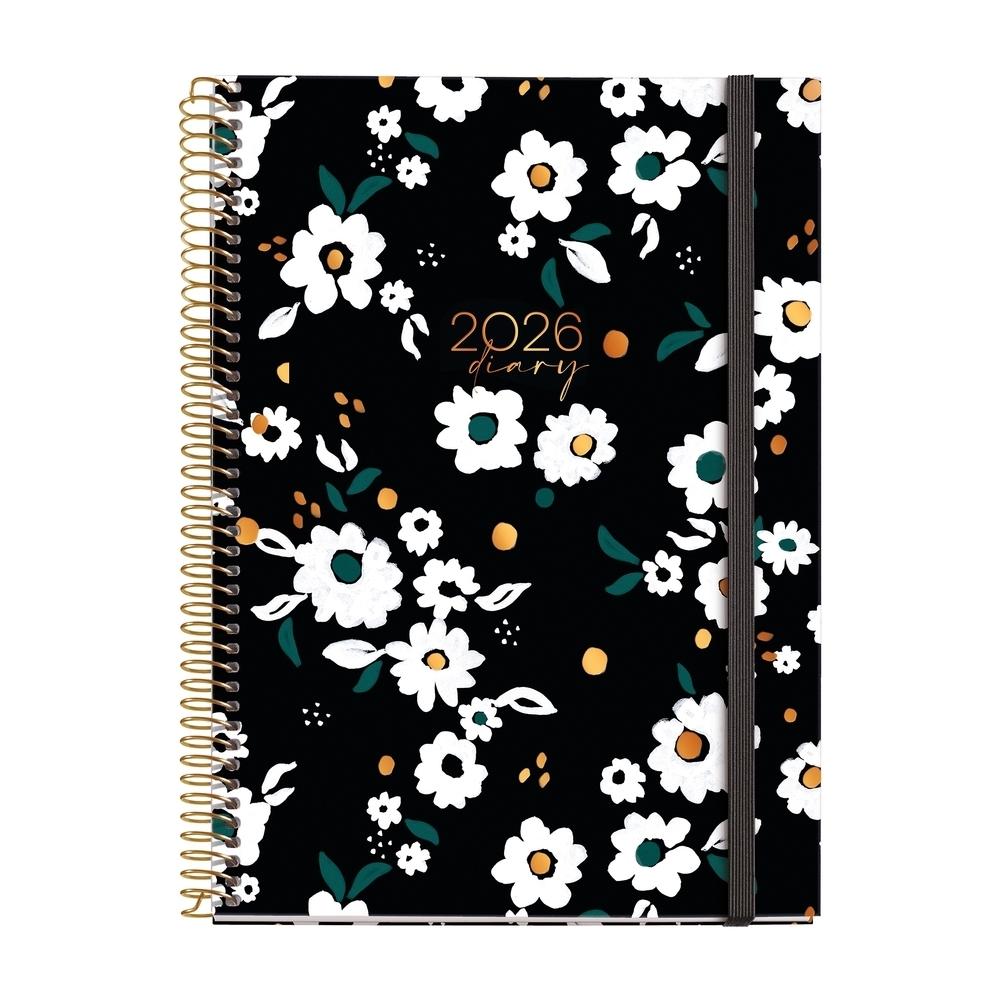 Agenda Miquelrius Anual 2026 155x213 Semana vista Plus Espiral Noir Garden MR34532