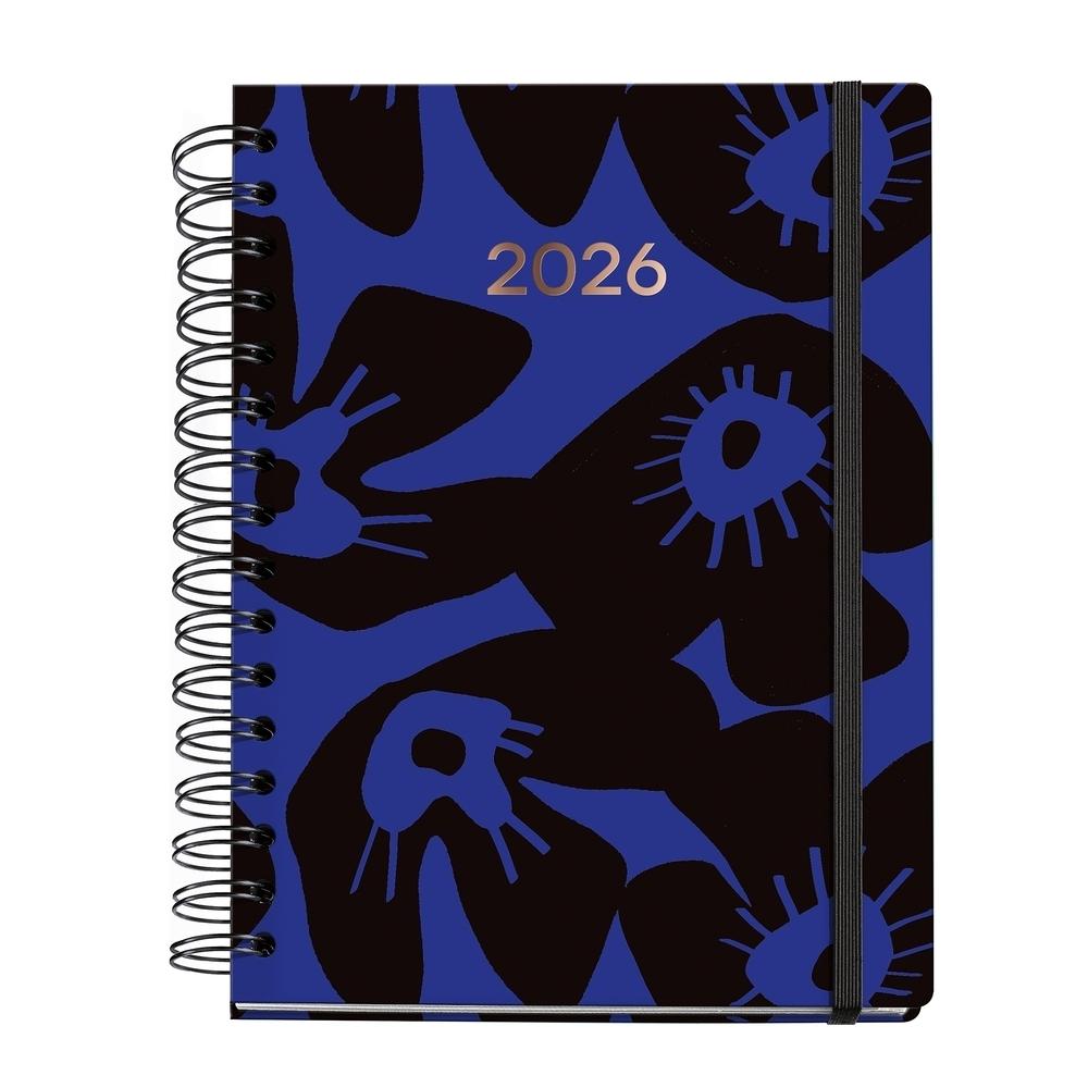 Agenda Miquelrius Anual 2026 164x218 Dia pagina Plus Marf Organic Pattern Midnight Bloom MR34575