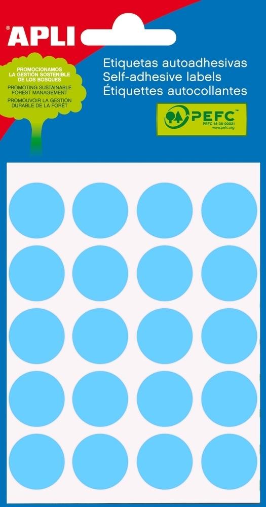 Gomets Apli 02064 circulos azules medianos 19mm 5 hojas 500 unidades
