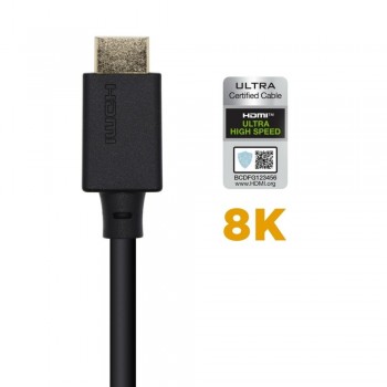 Cable HDMI AISENS A150-0423   8K 60Hz 48Gbps Ultra Alta Velocidad (2 m, Negro)