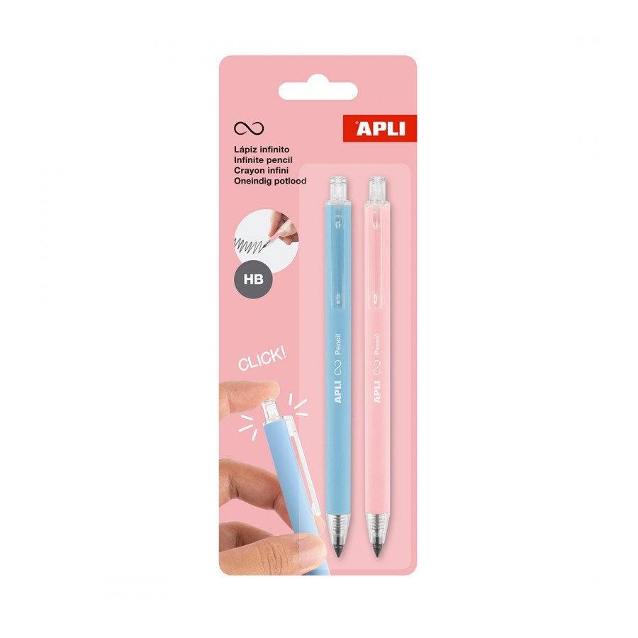 Lapiz Infinito Apli Retractil B/2 Azul y rosa 20066
