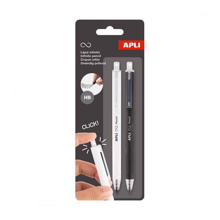 Lapiz Infinito Apli Retractil B/2 Negro y blanco 20064