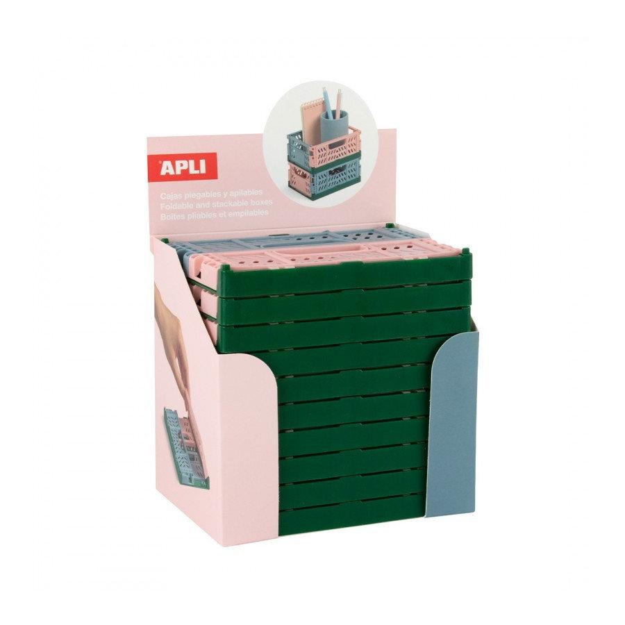 Expositor Apli 20233 Cajas plegables multicolor Base verde 140x60x105 10 unidades