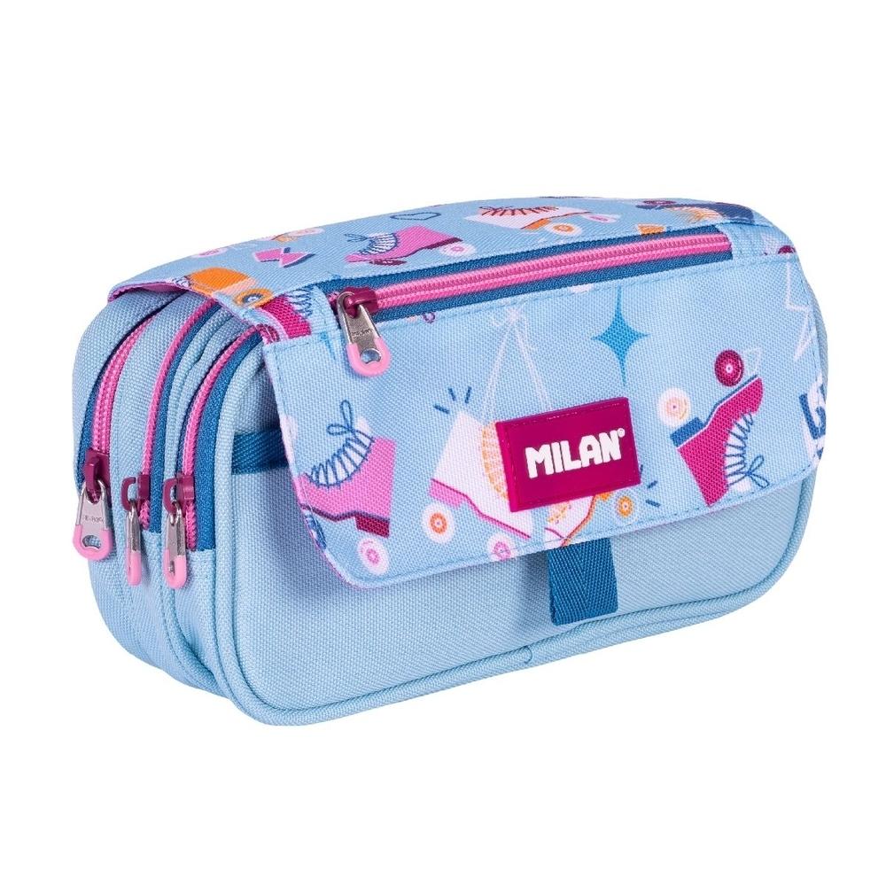 Estuche portatodo 4 cremalleras con solapa serie especial Roller, lila 08149RL2 Milan