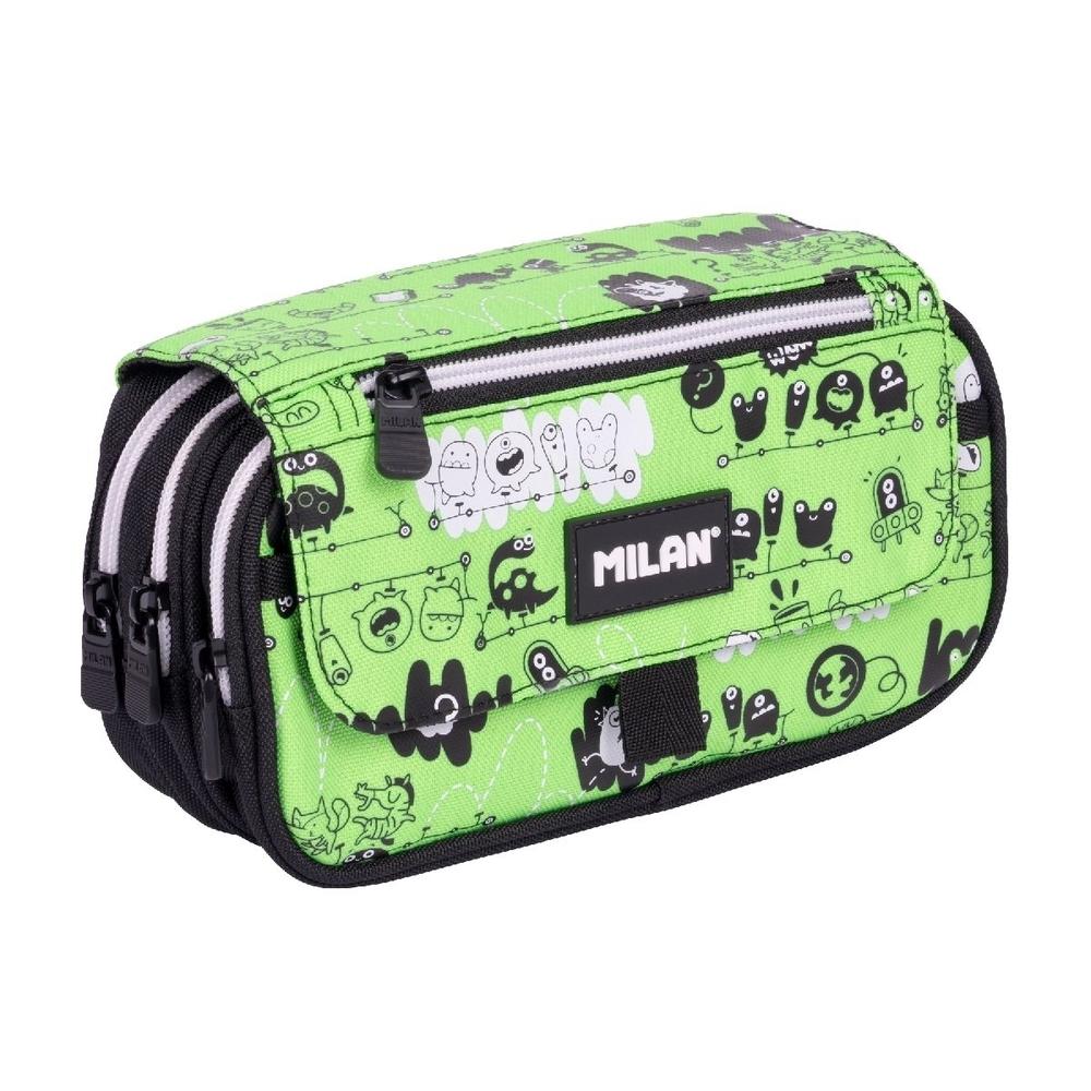 Estuche portatodo 4 cremalleras con solapa serie especial Roller, verde 08149TN2 Milan
