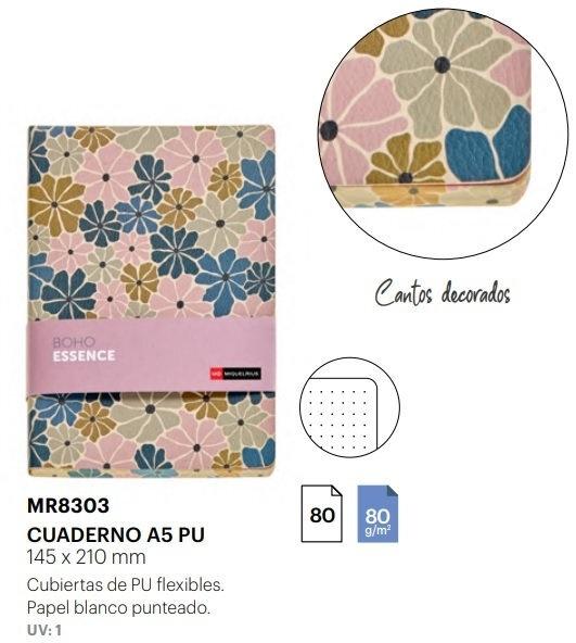 Cuaderno Miquelrius Flexible A5 80h. Puntos 80g. Boho Essence MR8303