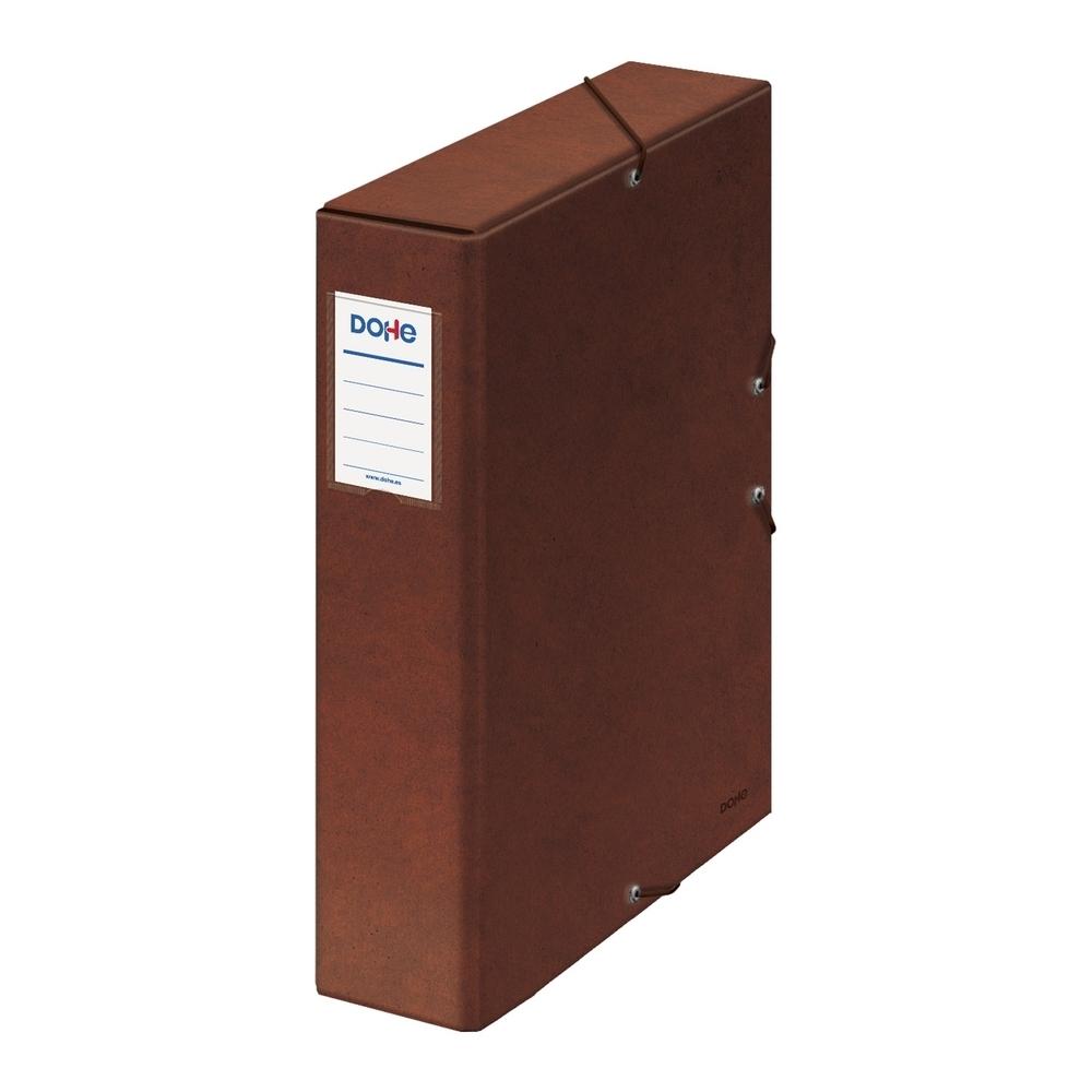 Caja de proyectos Dohe cartón forrado lomo 70mm con etiqueta 245x350mm cuero 09573