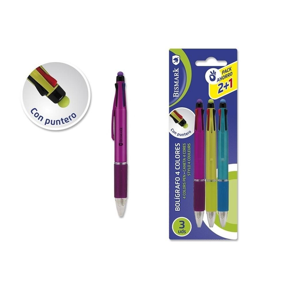 BOLIGRAFO 4 COLORES C/ TOUCH PEN PACK 3 UDS 330336