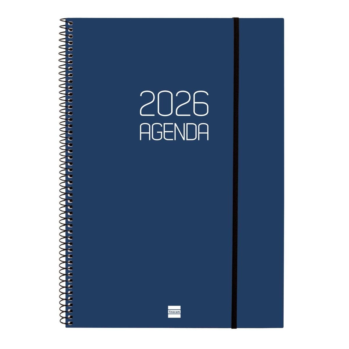 Agenda anual 2026 Finocam E40 Opaque semana vista horizontal azul 742781026