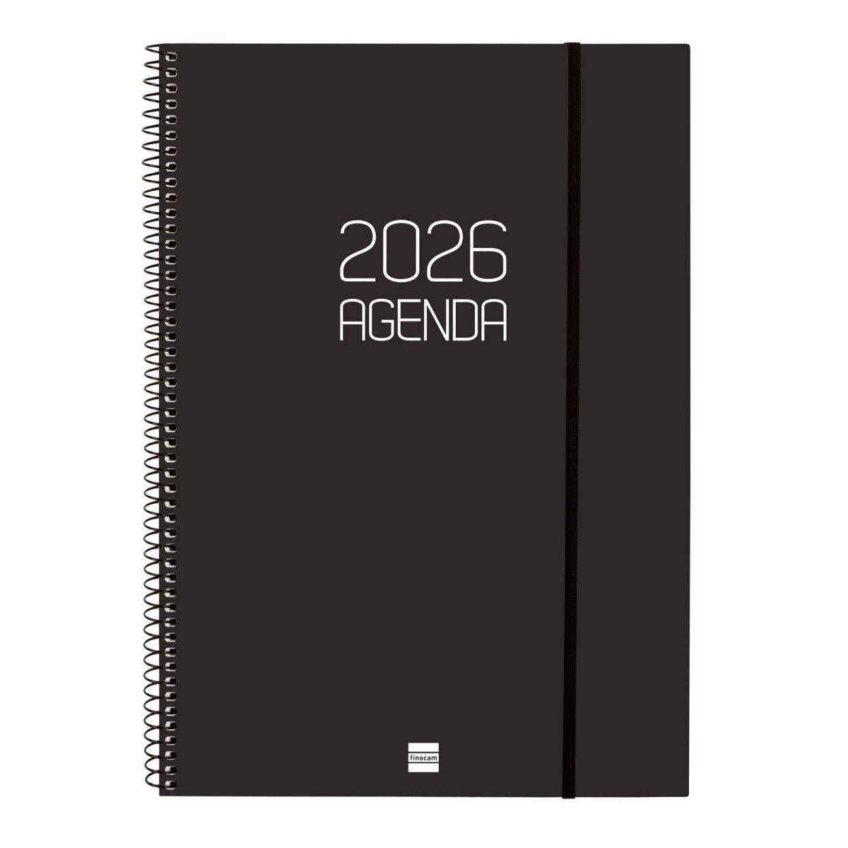 Agenda anual 2026 Finocam E40 Opaque semana vista horizontal negro 742786026