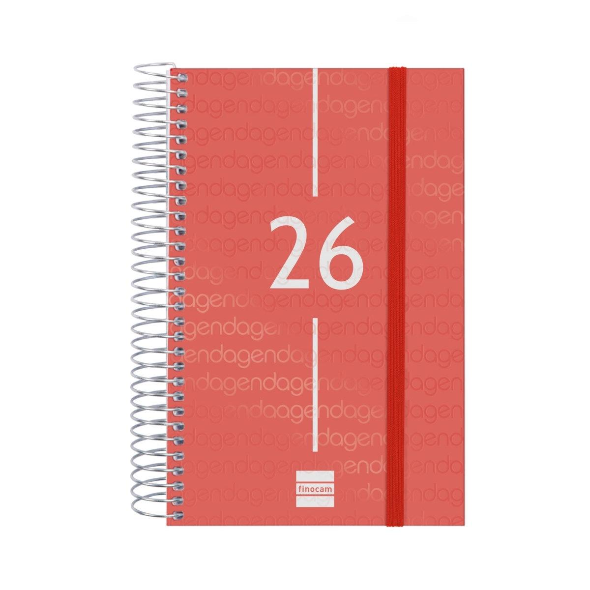 Agenda anual 2026 Finocam E5 Year dia pagina rojo 741093026