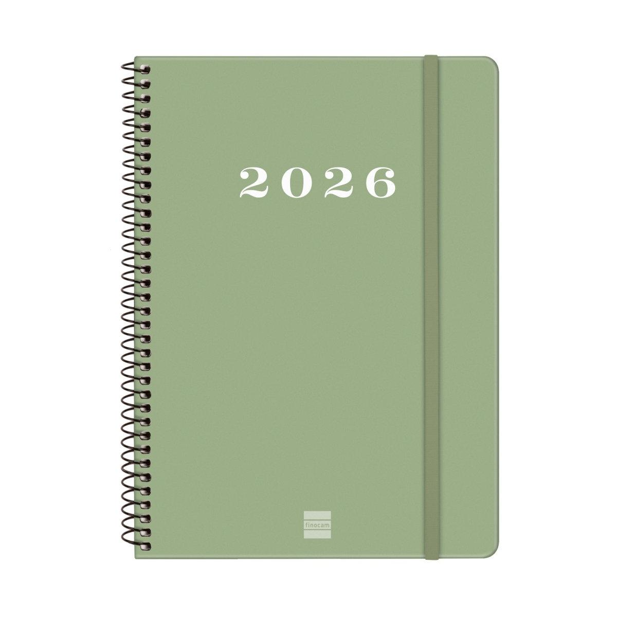 Agenda anual 2026 Finocam E10 My semana vista horizontal verde 743502026