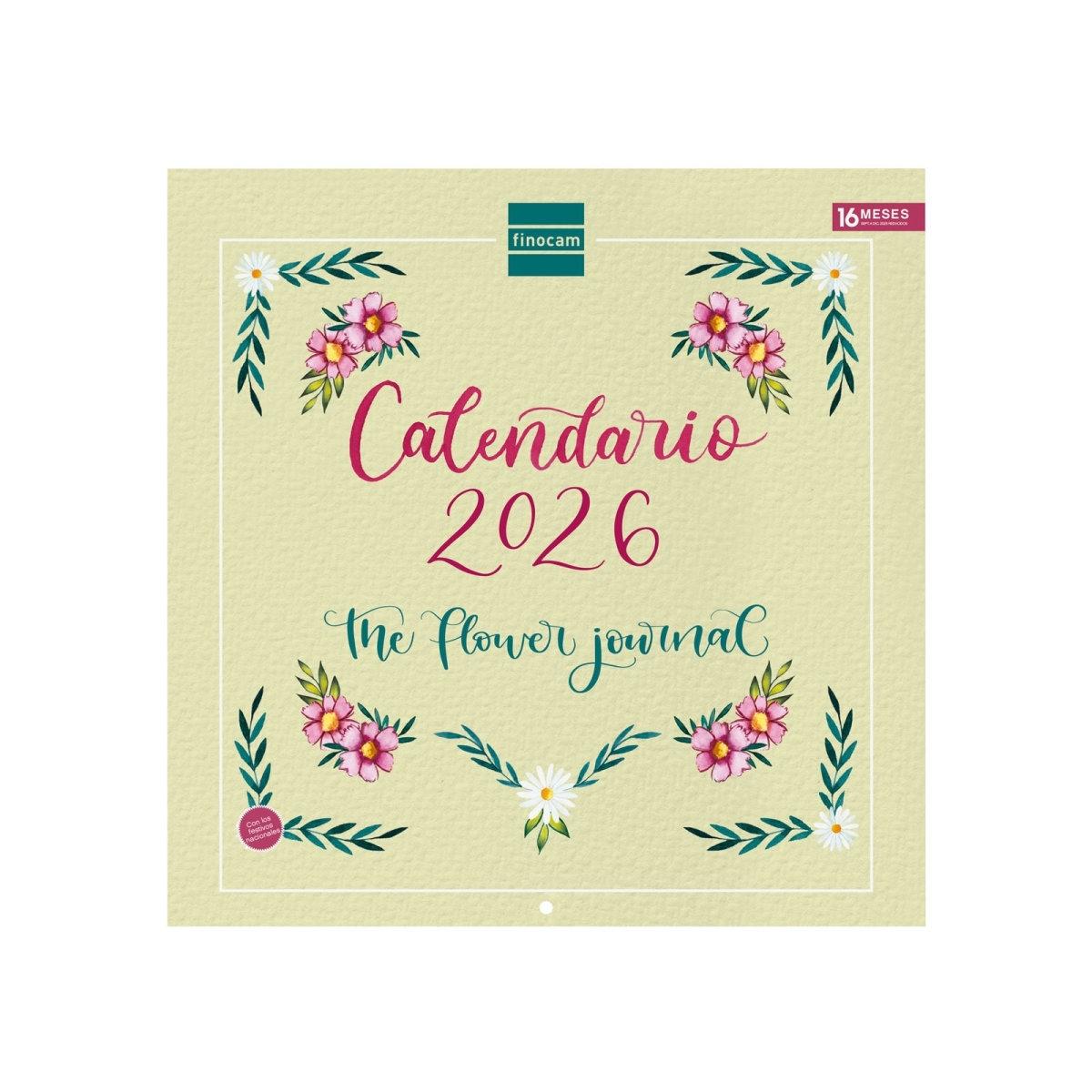 Calendario año 2026 Finocam 780305426 pared 30x30 The Flower Journal