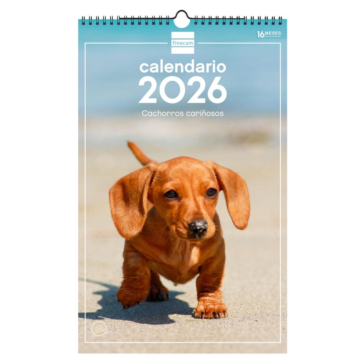 Calendario año 2026 Finocam 780553726 pared 25x40 Cachorros