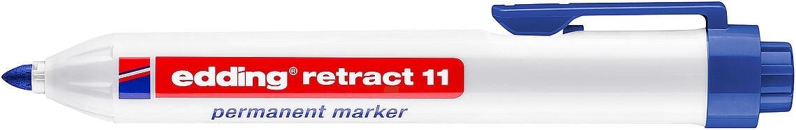 Marcador permanente retráctil edding retract 11 punta redonda trazo 1,5-3mm azul