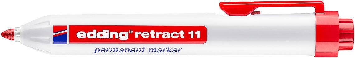 Marcador permanente retráctil edding retract 11 punta redonda trazo 1,5-3mm rojo