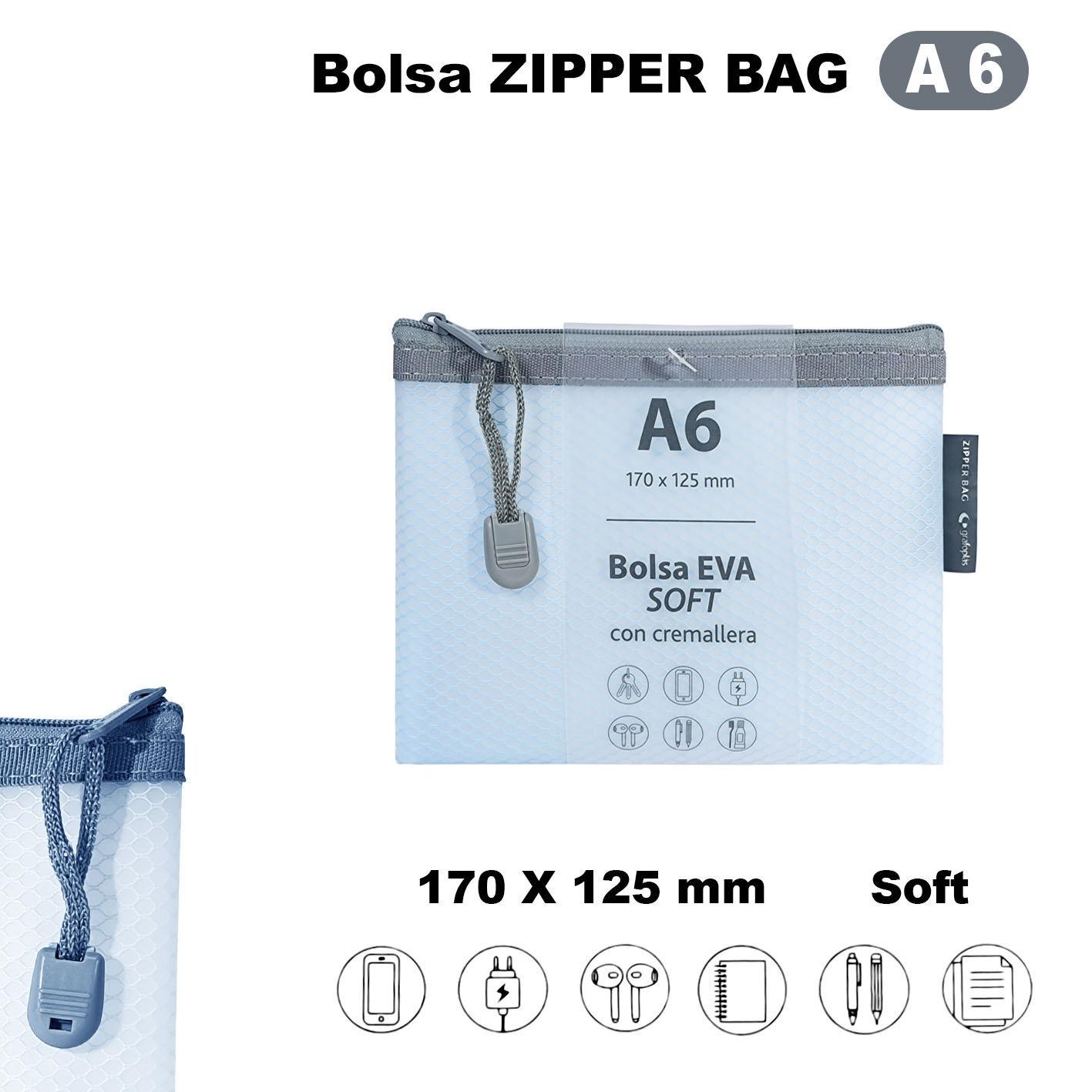 Carpeta cremallera Grafoplas A6 Eva Soft azul 04874191